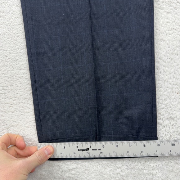 Brooks Brothers 346 Mens Wool Blend Stretch Dress Pants Pleated Gray Plaid 34x26 - Picture 4 of 8